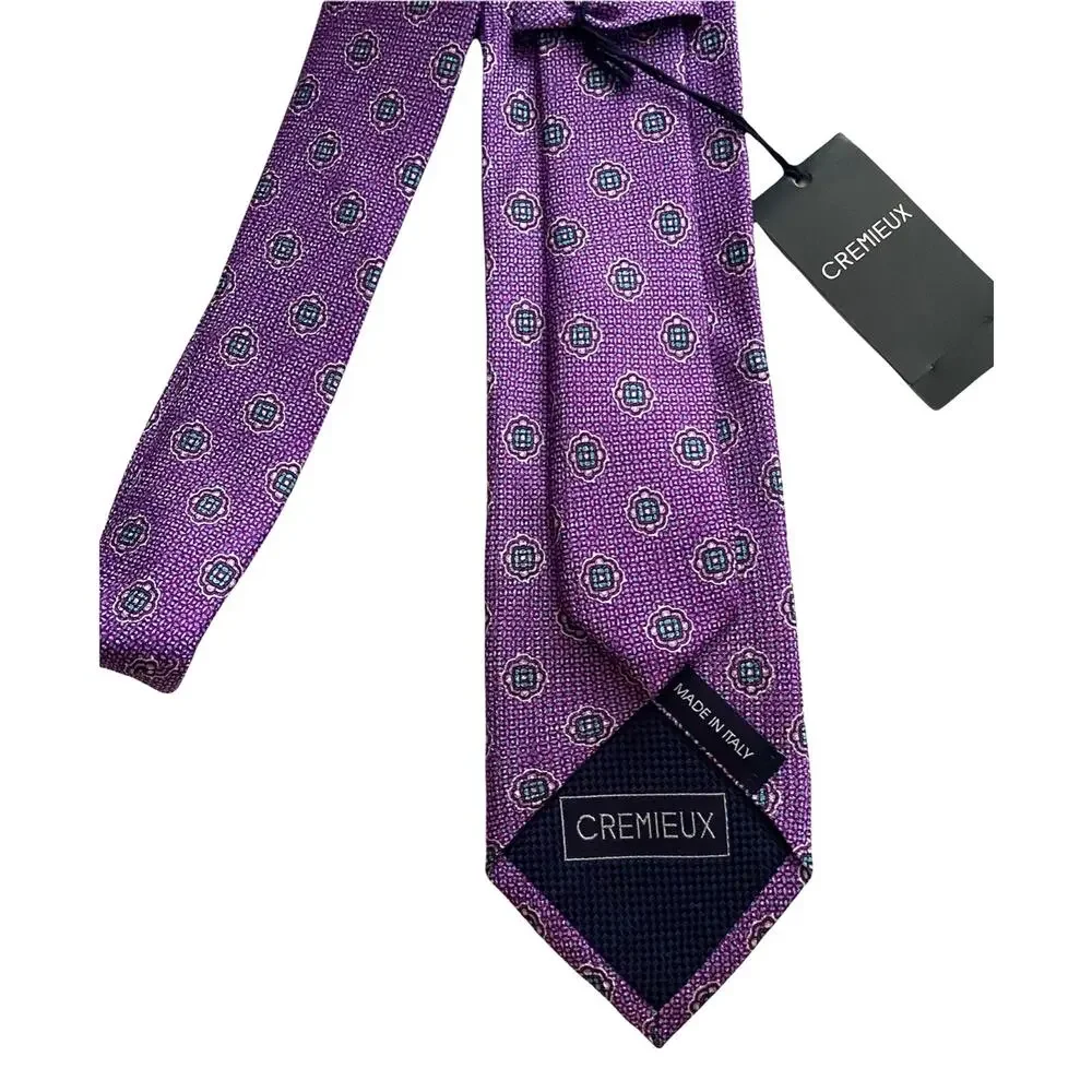 Daniel Cremieux Nwt Purple Vibrant 100% Silk Made in Italy Neck Tie